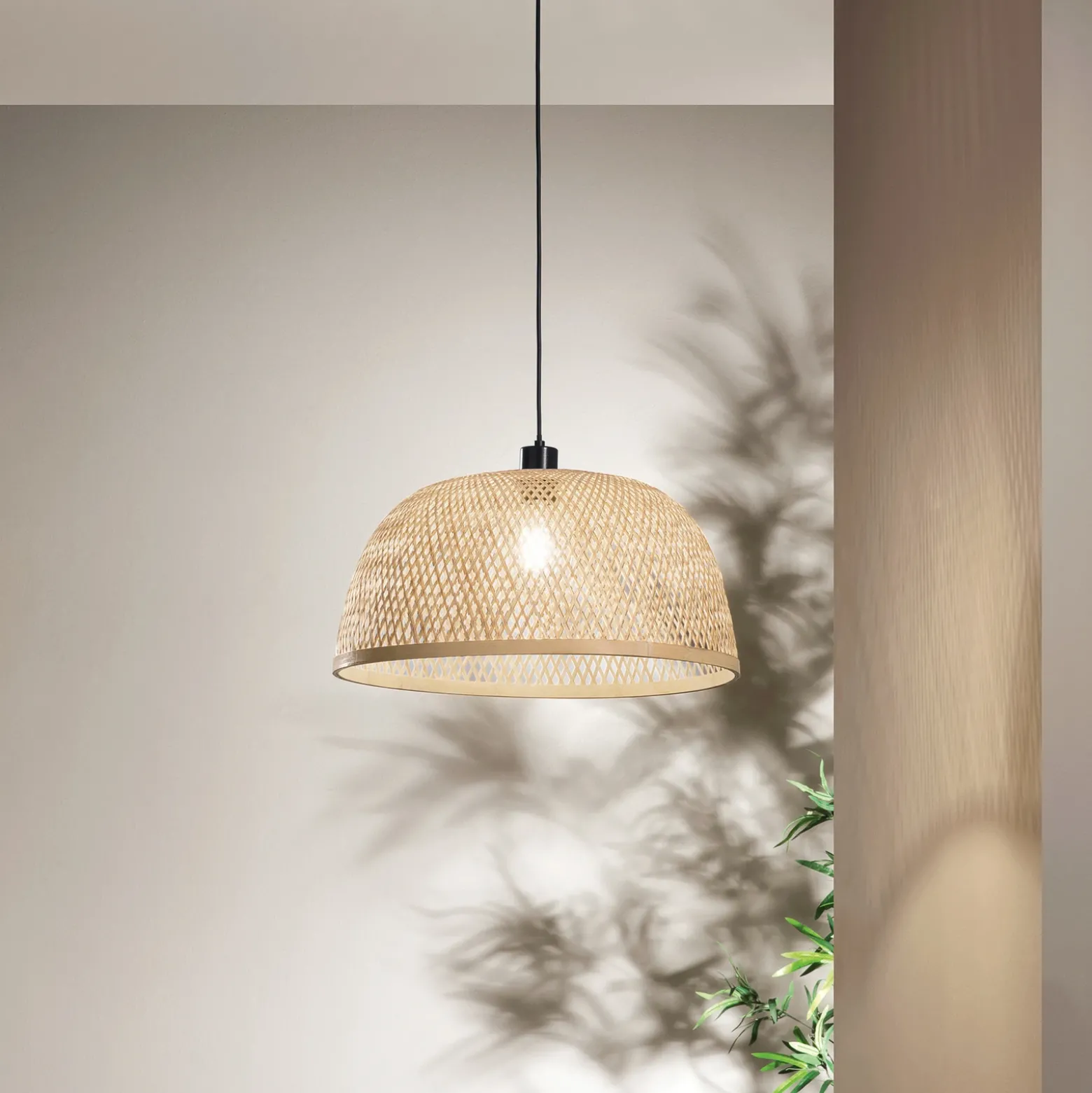 Lámpara colgante Bamboo, marrón, Ø 48 cm, bambú