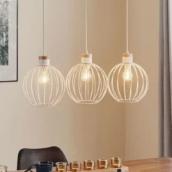 Lámpara colgante Barbado, 3 luces, en blanco