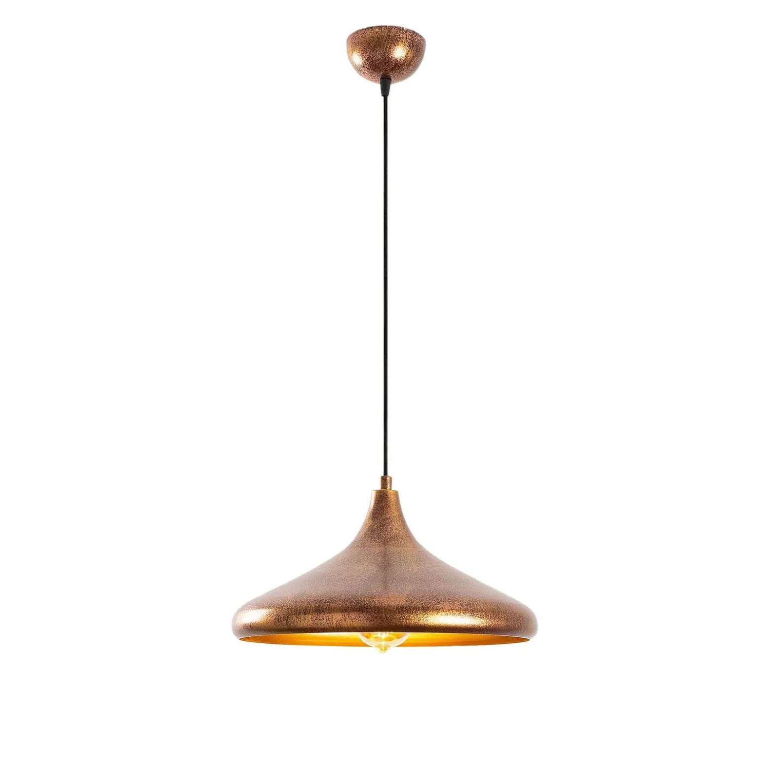 Lámpara colgante Barek 11545, latón bruñido, metal, Ø 34 cm