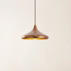 Lámpara colgante Barek 11545, latón bruñido, metal, Ø 34 cm
