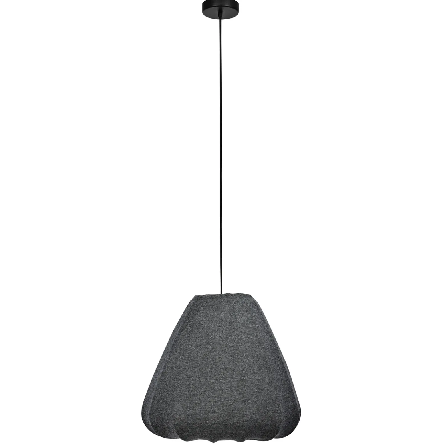 Lámpara colgante Barlaston, Ø 35 cm, negro/gris, metal, tela