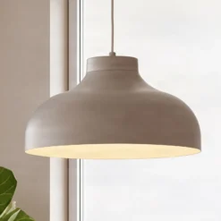 Lámpara colgante Basca, beige, metal, Ø 40 cm, E27