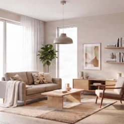Lámpara colgante Basca, beige, metal, Ø 40 cm, E27