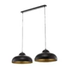 Lámpara colgante Basca, negra/dorada, con 2 luces, 125 cm, E27