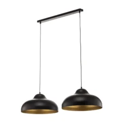 Lámpara colgante Basca, negra/dorada, con 2 luces, 125 cm, E27