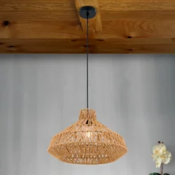 Lámpara colgante Basket pantalla cuerda de cáñamo