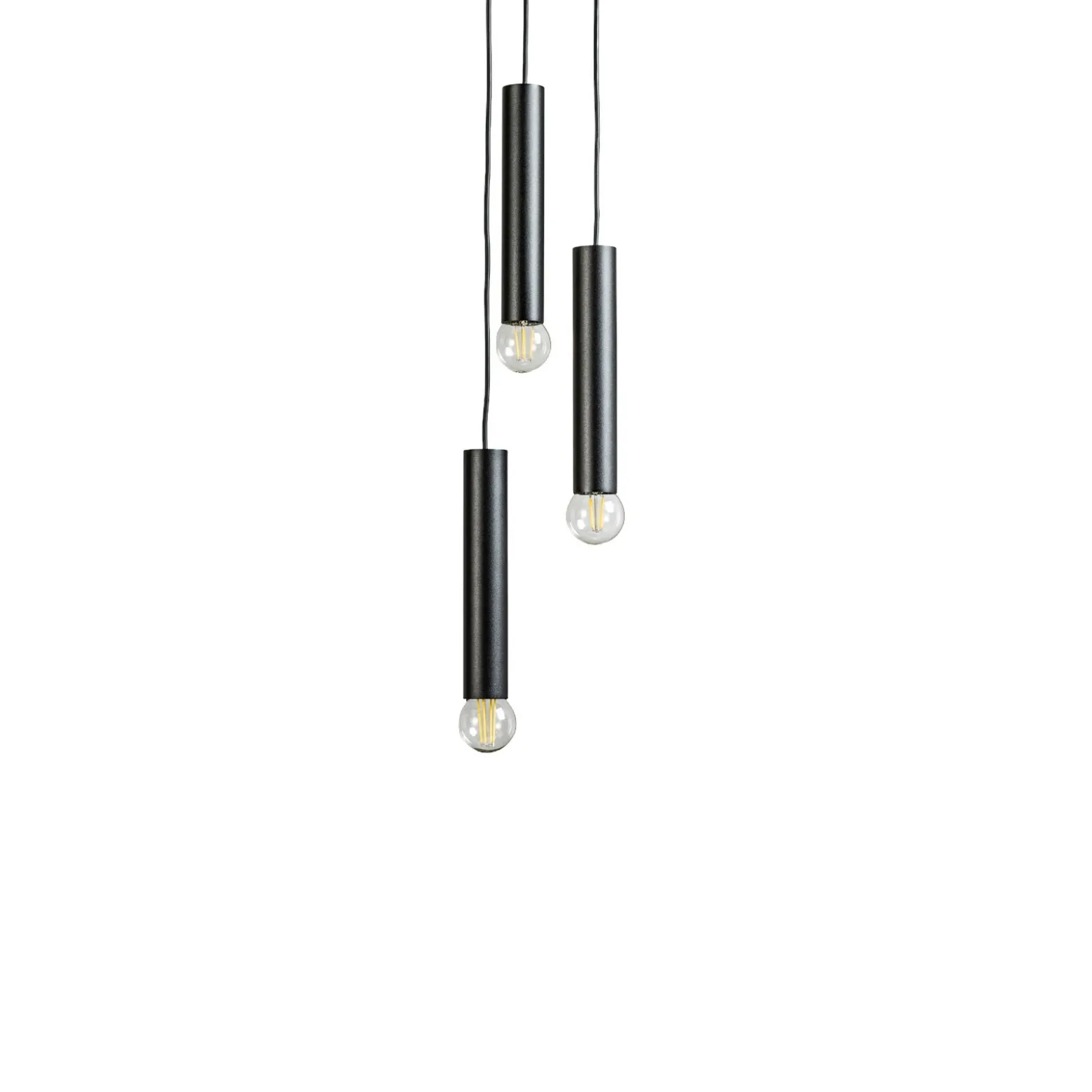 Lámpara colgante Baton, negro, 3 luces