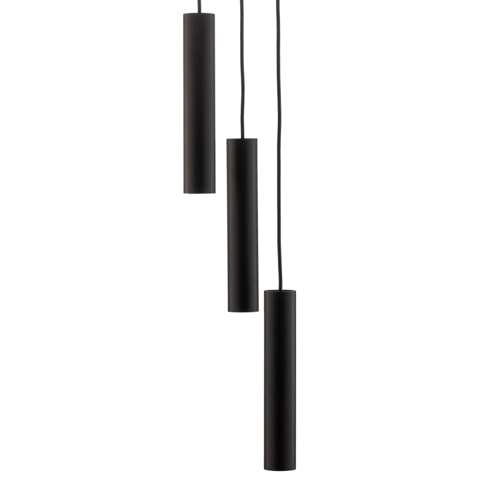 Lámpara colgante Baton, negro, 3 luces