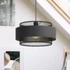 Lámpara colgante Bazely, Ø 40 cm, negra, tela