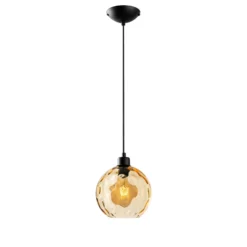 Lámpara colgante Benek, amarilla, cristal, Ø 20 cm, E27