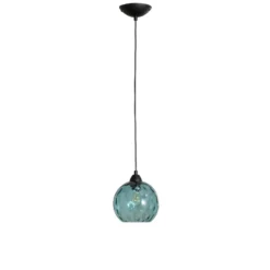 Lámpara colgante Benek, azul, cristal, Ø 20 cm, E27