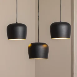 Lámpara colgante Berceste N-1410 negro metal 3 luces lineal
