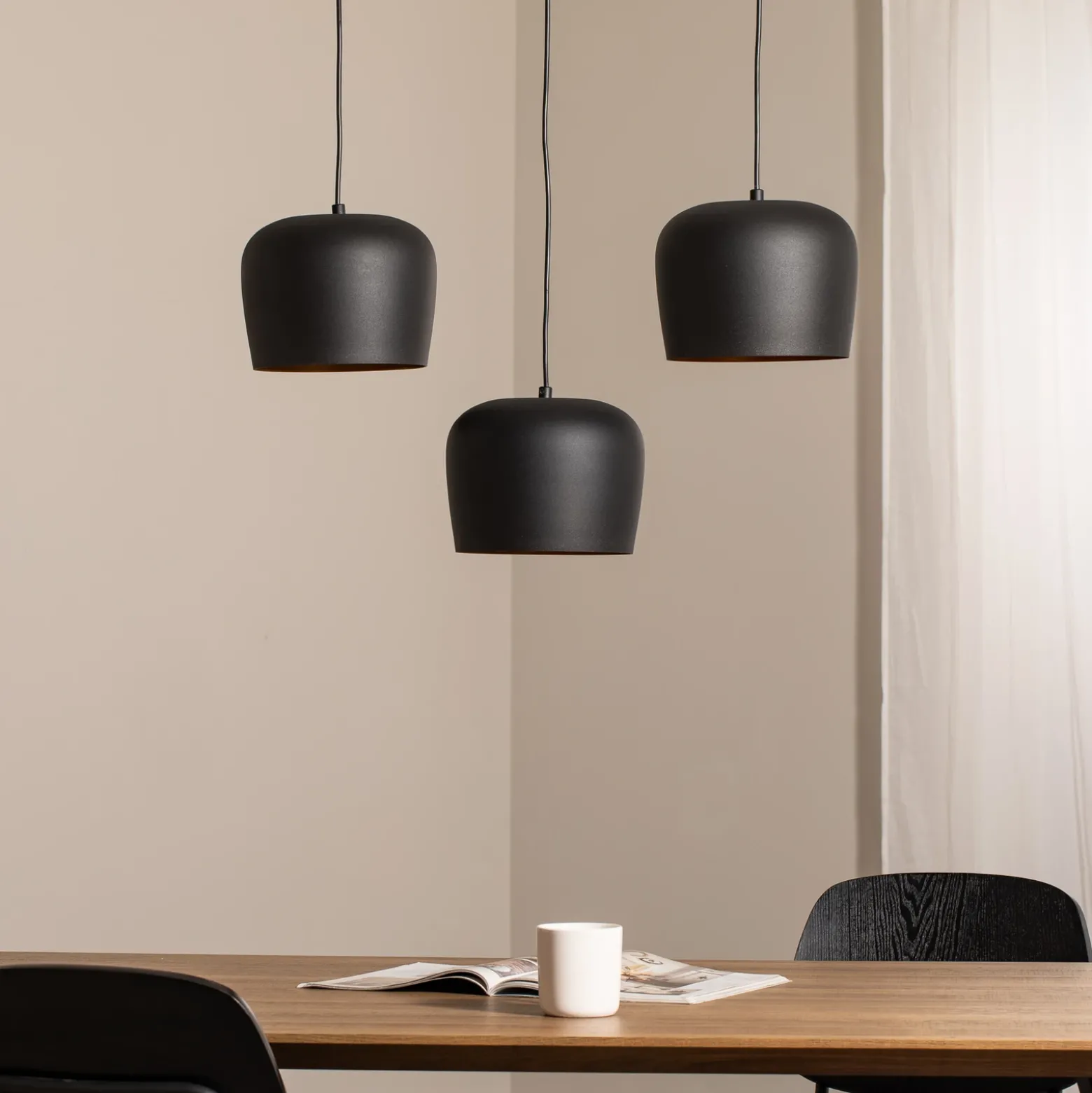Lámpara colgante Berceste N-1410 negro metal 3 luces lineal