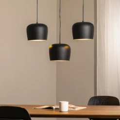 Lámpara colgante Berceste N-1410 negro metal 3 luces lineal