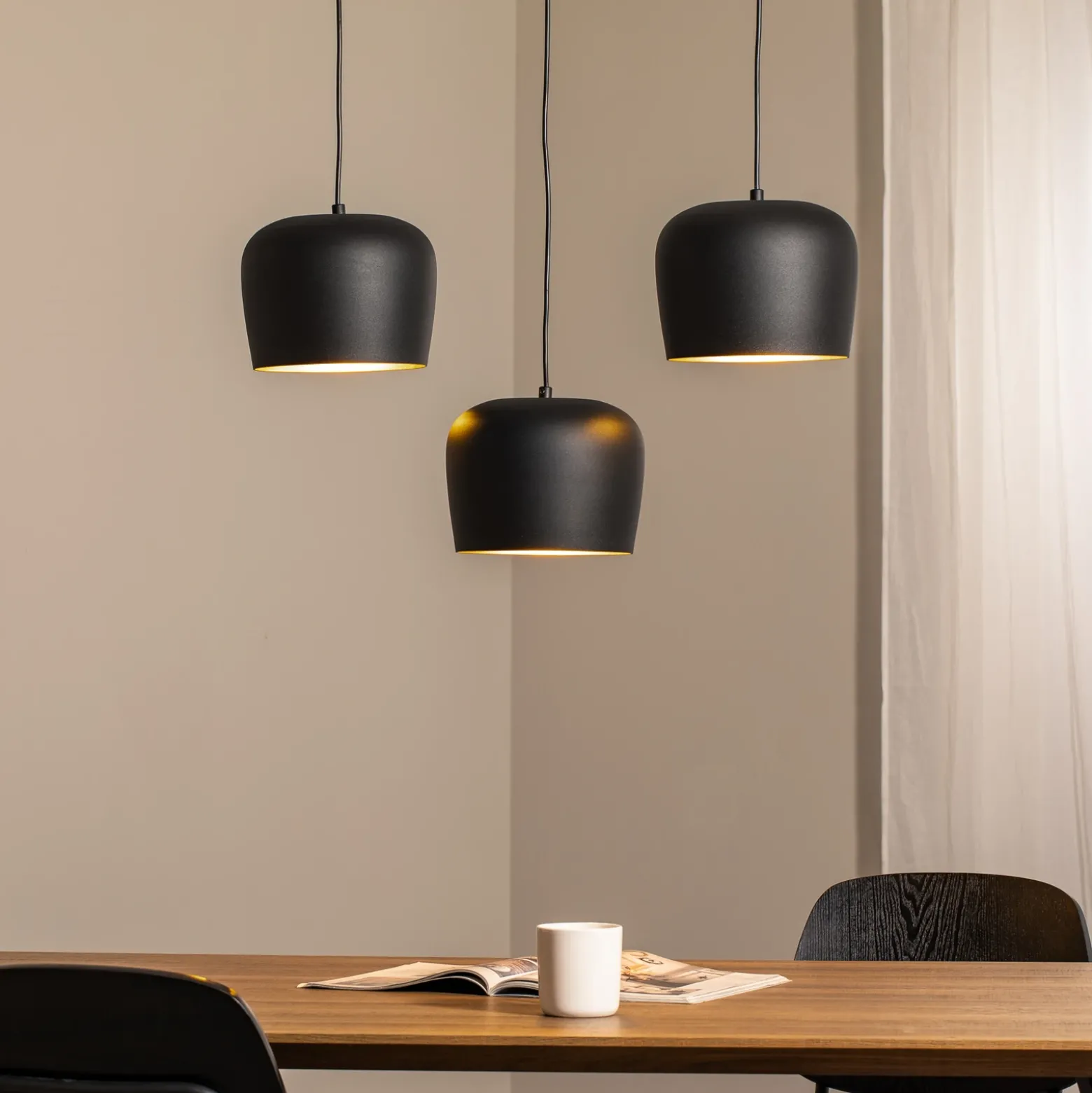 Lámpara colgante Berceste N-1410 negro metal 3 luces lineal