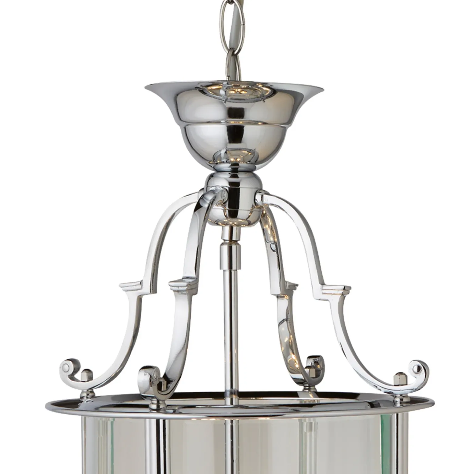 Lámpara colgante Bevelled Lantern, vidrio, cromo
