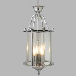 Lámpara colgante Bevelled Lantern, vidrio, cromo