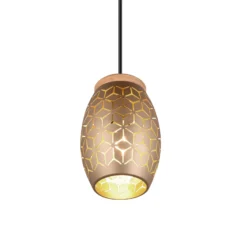 Lámpara colgante Bidar, Ø 15 cm, marrón café, metal