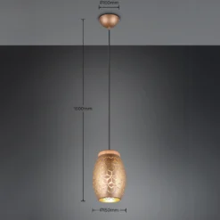 Lámpara colgante Bidar, Ø 15 cm, marrón café, metal