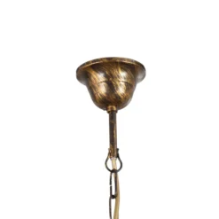 Lámpara colgante BILIARDO GIORGIO, crema/bronce, cristal/hierro 2 luces.