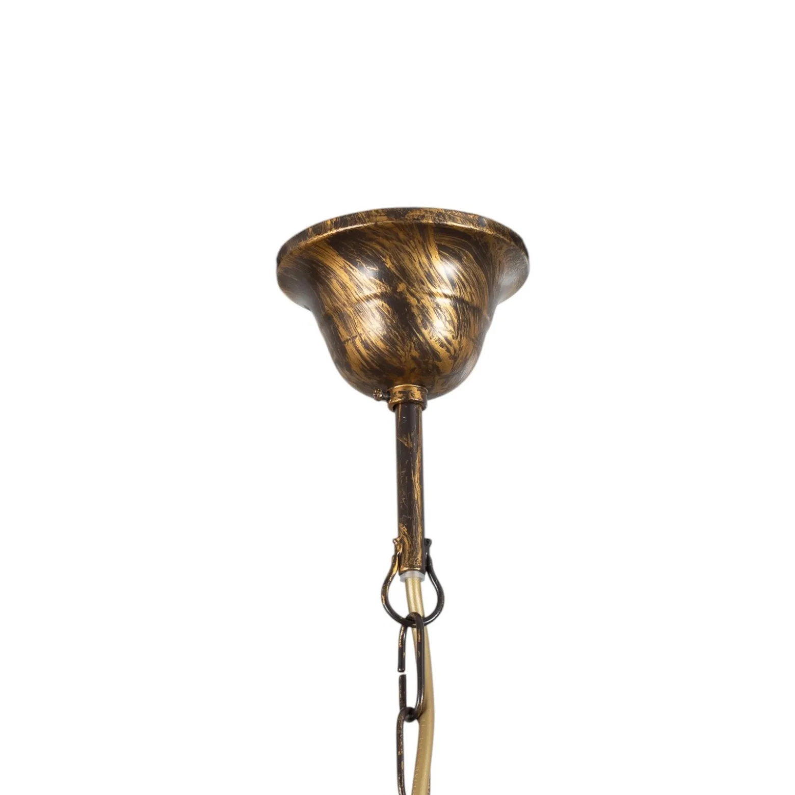 Lámpara colgante BILIARDO GIORGIO, crema/bronce, cristal/hierro 2 luces.