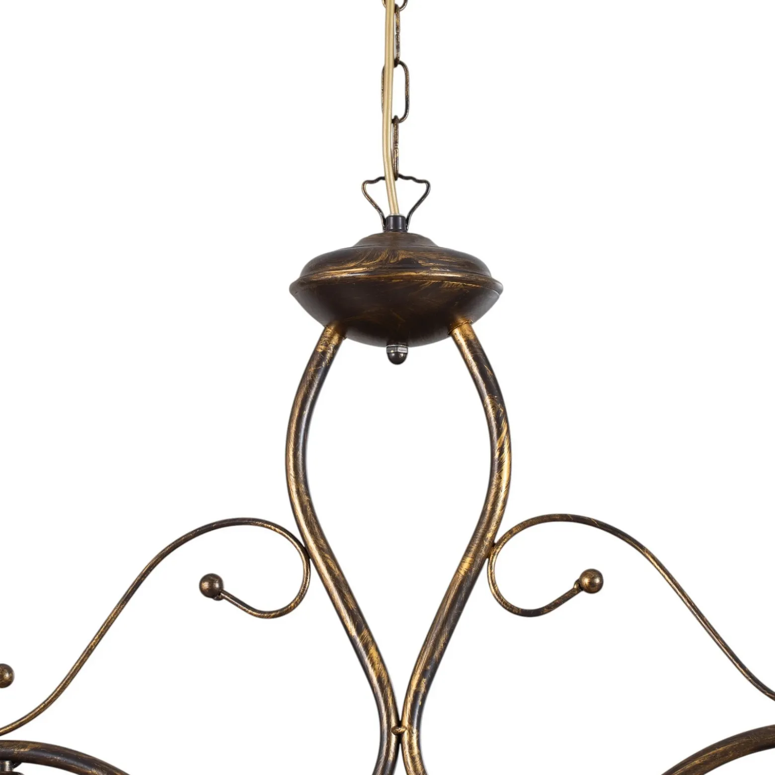 Lámpara colgante BILIARDO GIORGIO, crema/bronce, cristal/hierro 2 luces.