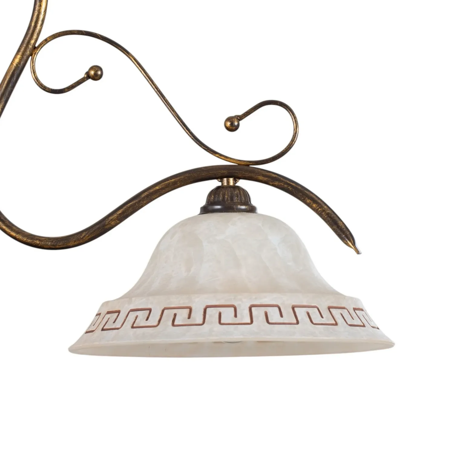Lámpara colgante BILIARDO GIORGIO, crema/bronce, cristal/hierro 2 luces.