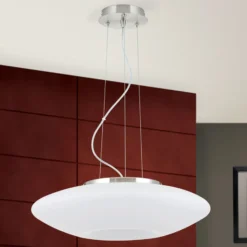 Lámpara colgante Blanc vidrio opalino, níquel mate
