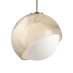 Lámpara colgante Bloom de IDEAL LUX, Ø 30 cm, latón, metal/cristal