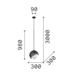 Lámpara colgante Bloom de IDEAL LUX, Ø 30 cm, latón, metal/cristal