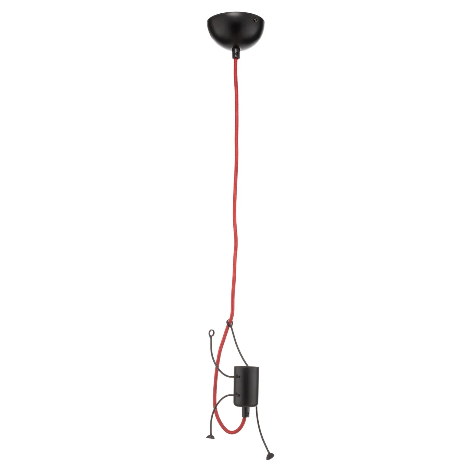 Lámpara colgante Bobi 1 en negro, cable rojo, 1 luz.