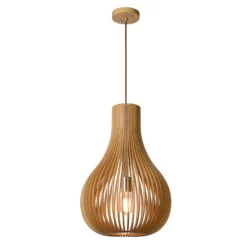 Lámpara colgante Bodo, madera de color claro