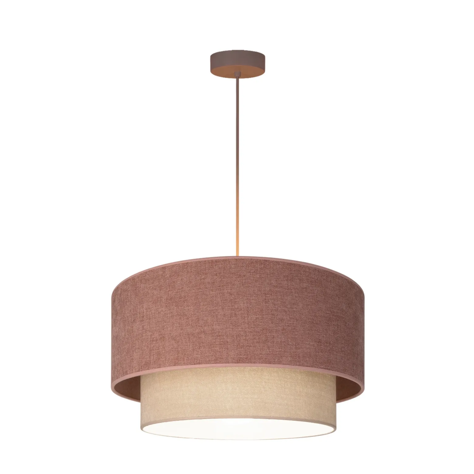 Lámpara colgante Boho, beige/rosa, Ø 45 cm, tejido, E27
