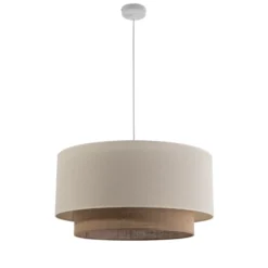Lámpara colgante Boho, color crudo/marrón, Ø 60 cm, tejido