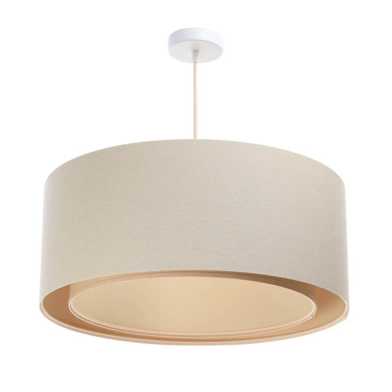 Lámpara colgante Boho, crema/beige, Ø 50 cm, altura 20 cm, yute