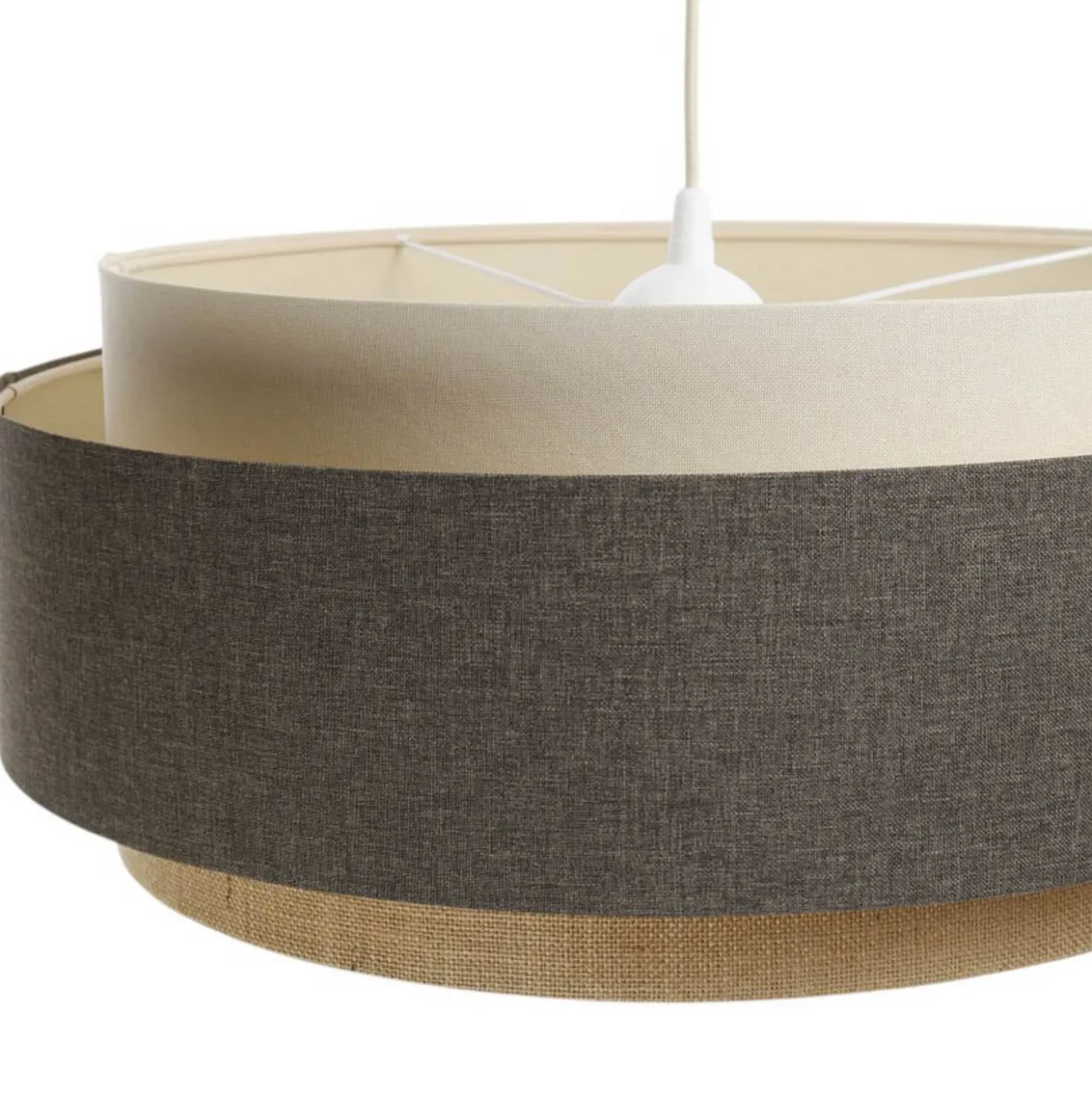 Lámpara colgante Boho Elegant, marrón/beige/crema, Ø 60cm, textil