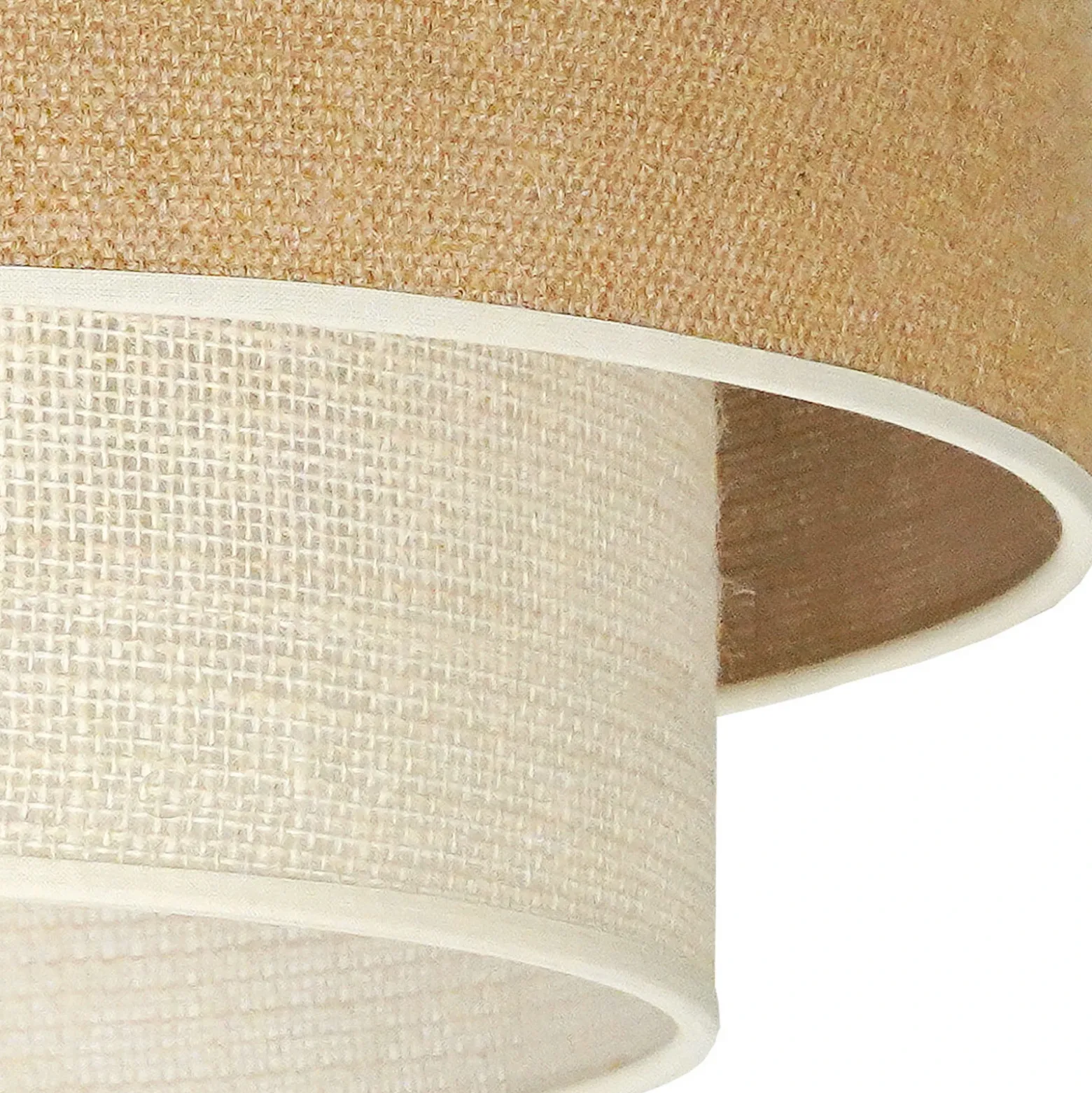 Lámpara colgante Boho, marrón/blanca, Ø 45 cm, tejido