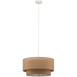 Lámpara colgante Boho, marrón, Ø 45 cm, de tela