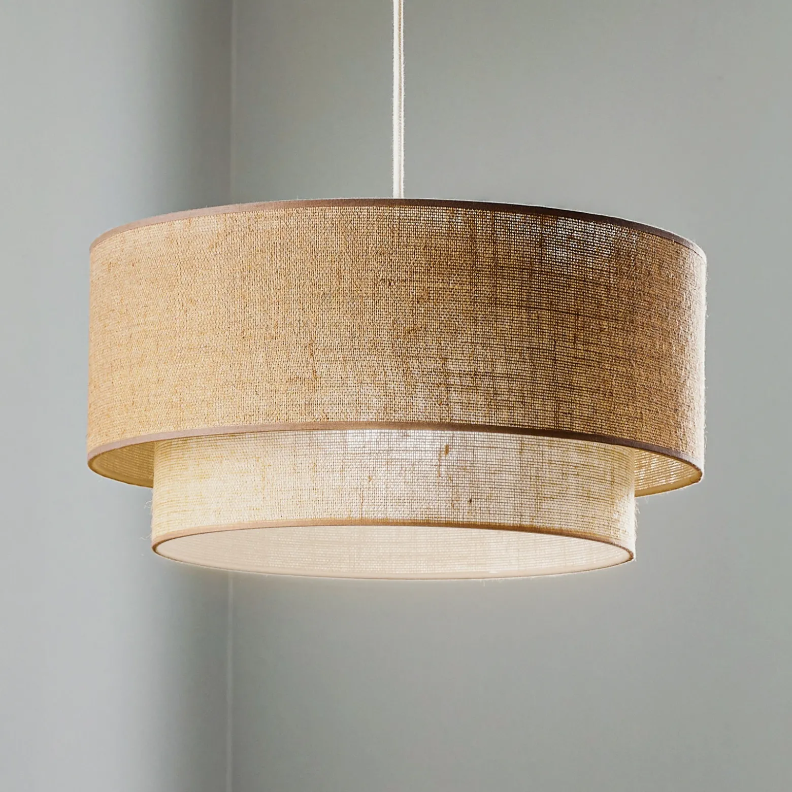 Lámpara colgante Boho, marrón, Ø 45 cm, de tela