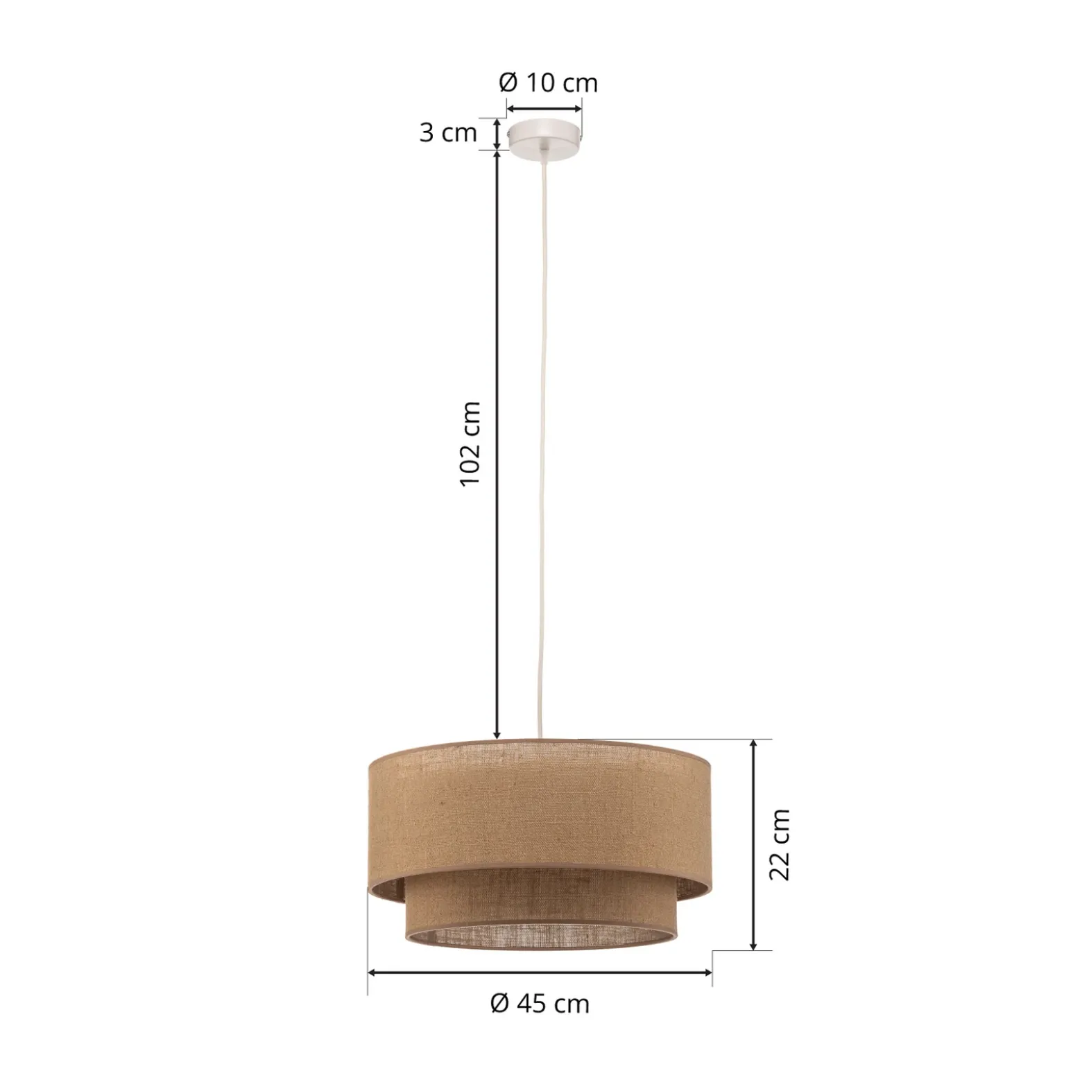 Lámpara colgante Boho, marrón, Ø 45 cm, de tela