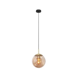 Lámpara colgante Bollique, latón, Ø 20 cm, cristal, 1 luz, globo