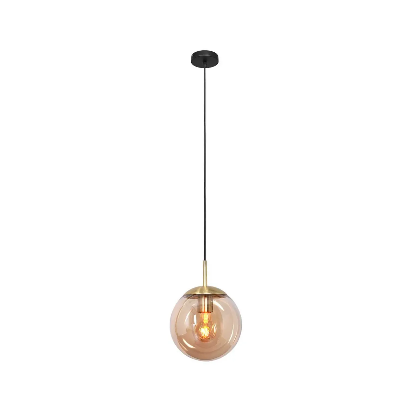 Lámpara colgante Bollique, latón, Ø 20 cm, cristal, 1 luz, globo