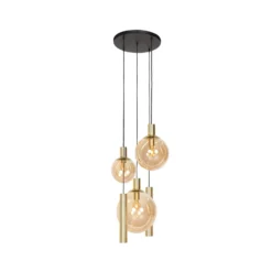Lámpara colgante Bollique, 5 luces redonda, latón, GU10 + E27
