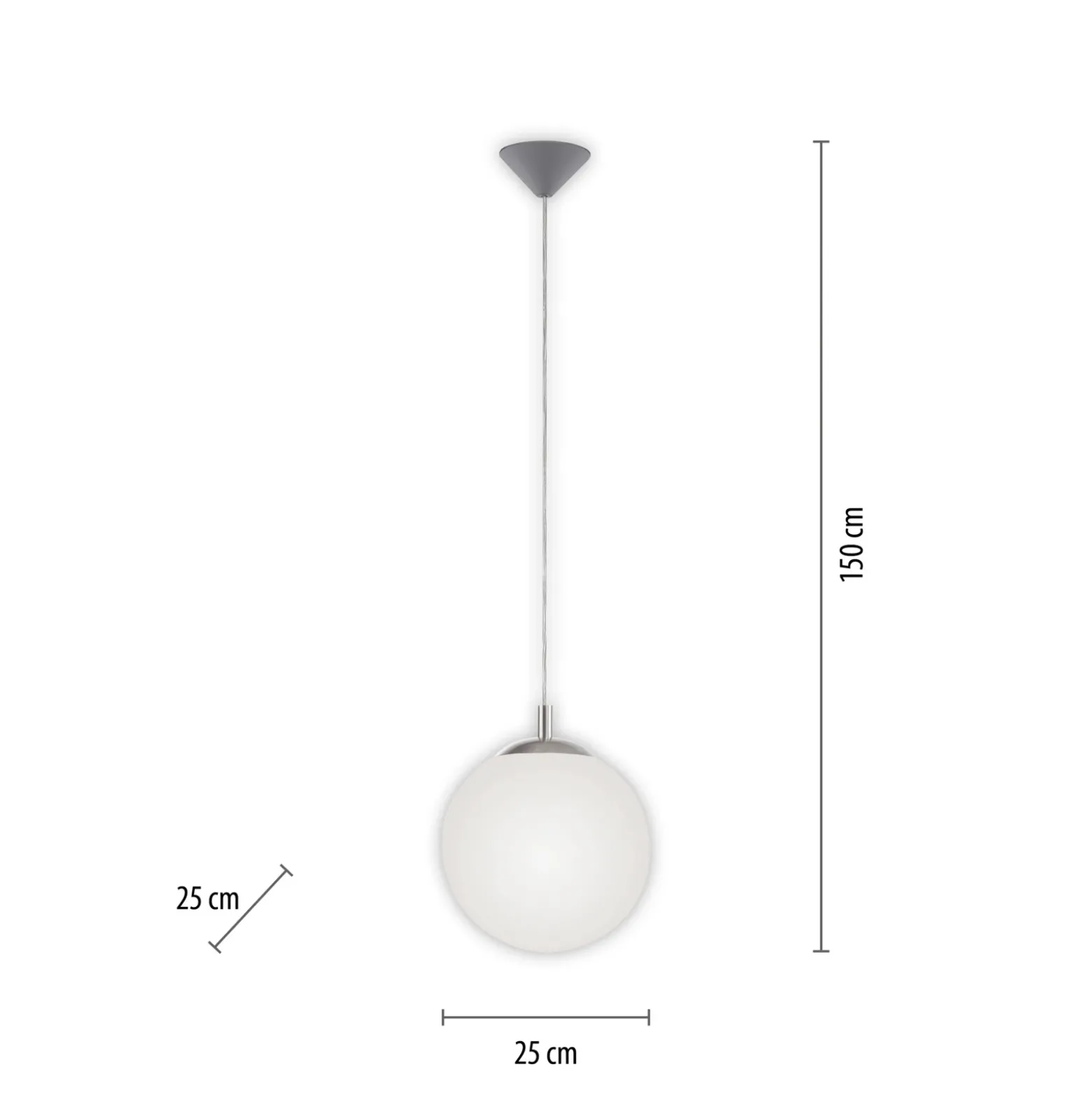 Lámpara colgante Bolo de Paul Neuhaus, pantalla de cristal, Ø 25 cm