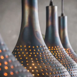 Lámpara colgante Bombur de 4 luces negro-marrón
