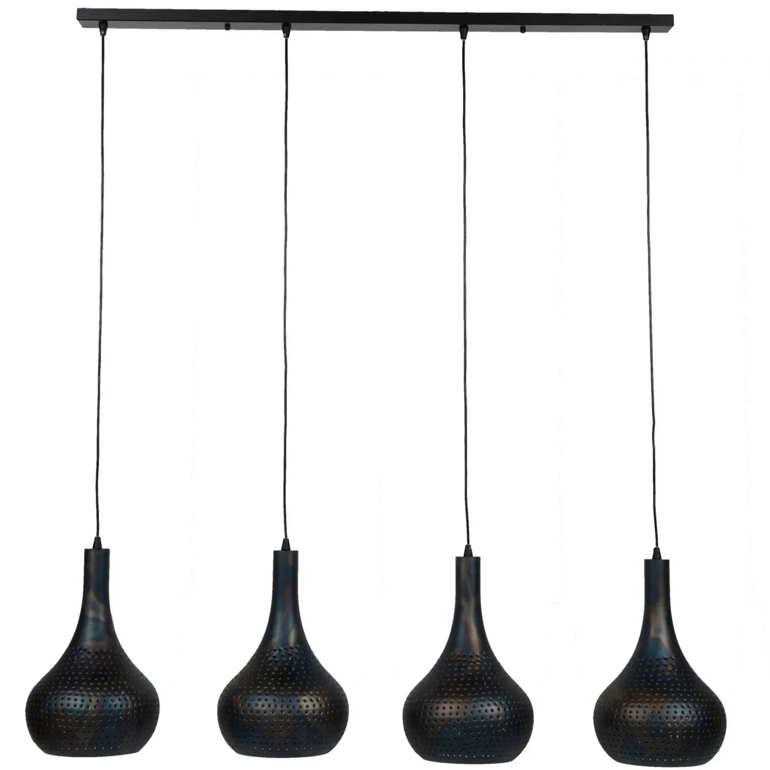 Lámpara colgante Bombur de 4 luces negro-marrón