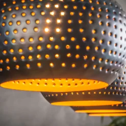 Lámpara colgante Bombur de 4 luces negro-marrón