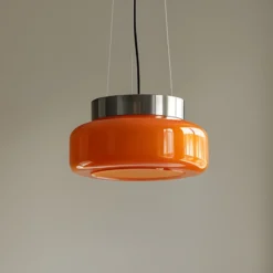 Lámpara colgante BonBon, naranja, Ø 25 cm, cristal
