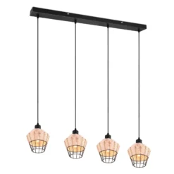 Lámpara colgante Borka, 4 luces, natural