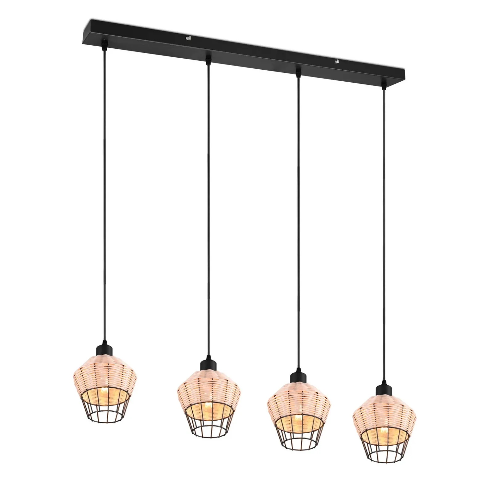 Lámpara colgante Borka, 4 luces, natural